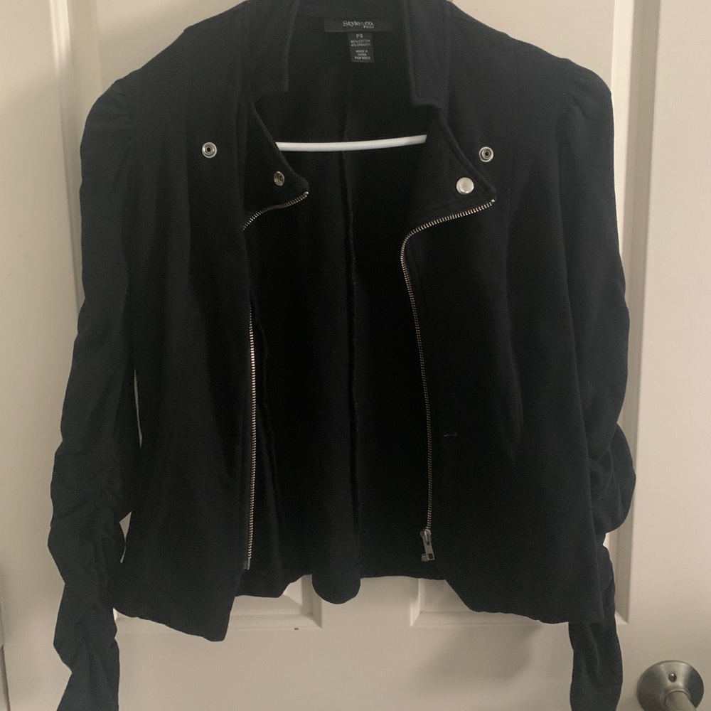 Perfect Little Black Jacket with Ruched Arms- EXCELLENT CONDITION